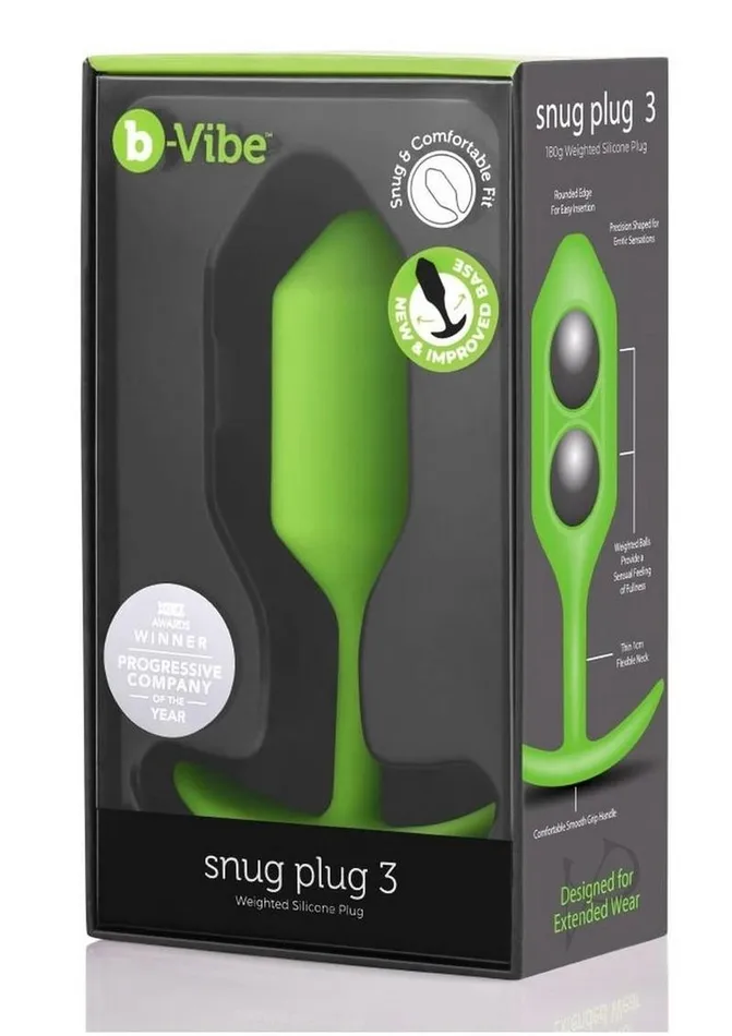 B Vibe Anal BVibe Snug Plug 3 Silicone Weighted Anal Plug Lime Green