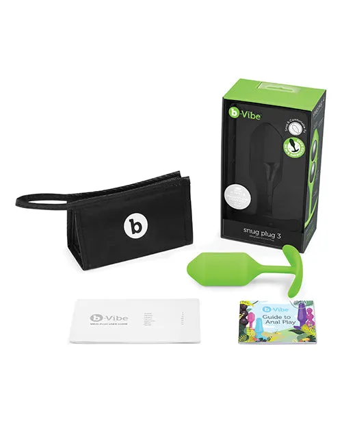 B Vibe Anal BVibe Snug Plug 3 Silicone Weighted Anal Plug Lime Green