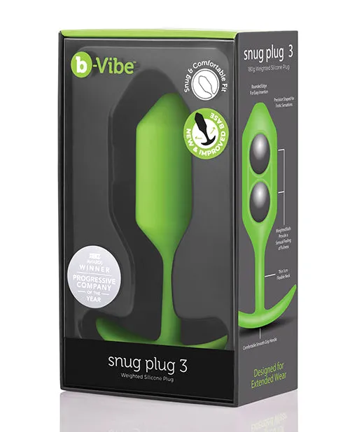 B Vibe Anal BVibe Snug Plug 3 Silicone Weighted Anal Plug Lime Green