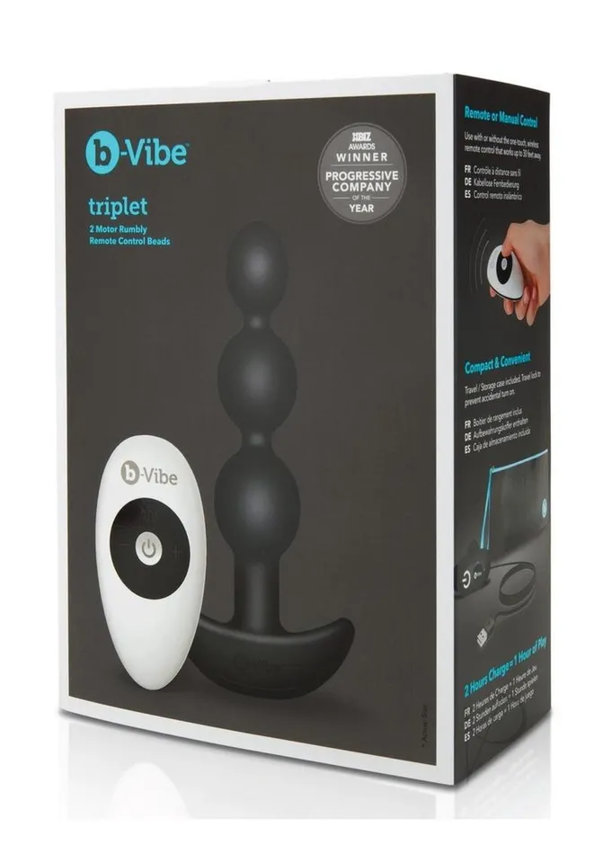 B Vibe Anal BVibe Triplet Anal Beads Rechargeable Silicone Beads with Remote Control Black B Vibe Anal BVibe Triplet Anal Beads Rechargeable Silicone Beads with Remote Control Black