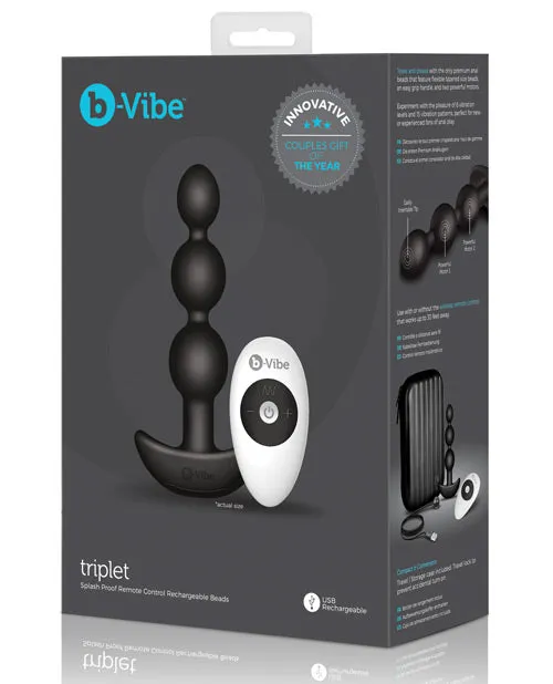 B Vibe Anal BVibe Triplet Anal Beads Rechargeable Silicone Beads with Remote Control Black B Vibe Anal BVibe Triplet Anal Beads Rechargeable Silicone Beads with Remote Control Black