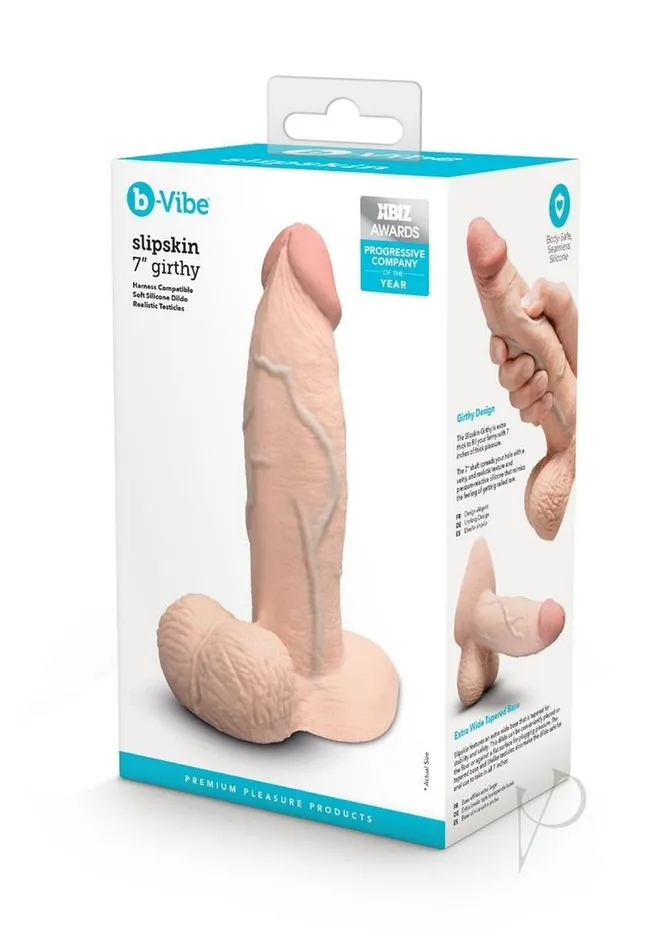 BVibe Slipskin Realistic Silicone Girthy Dildo 7in Vanilla B Vibe Dildos BVibe Slipskin Realistic Silicone Girthy Dildo 7in Vanilla B Vibe Dildos