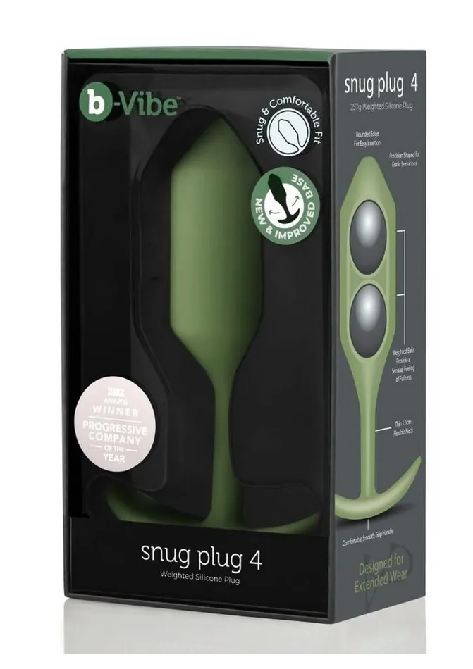 BVibe Snug Plug 4 Silicone Weighted Anal Plug Army Green B Vibe Anal