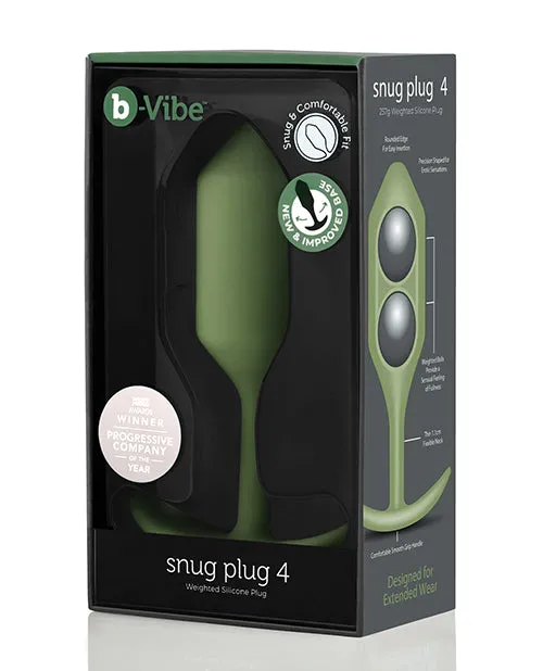 BVibe Snug Plug 4 Silicone Weighted Anal Plug Army Green B Vibe Anal
