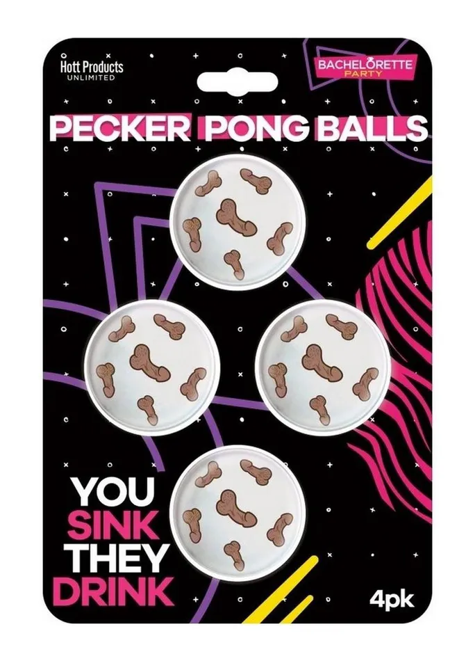 Bachelorette Dildos Pecker Beer Pong Balls 4 per Pack