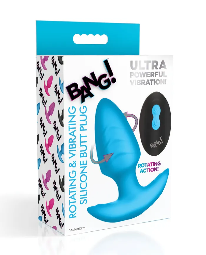 Bang Female Sex Toys Bang Rotating Vibrating Rechargeable Silicone Butt Plug with Remote Control Blue Bang Female Sex Toys Bang Rotating Vibrating Rechargeable Silicone Butt Plug with Remote Control Blue