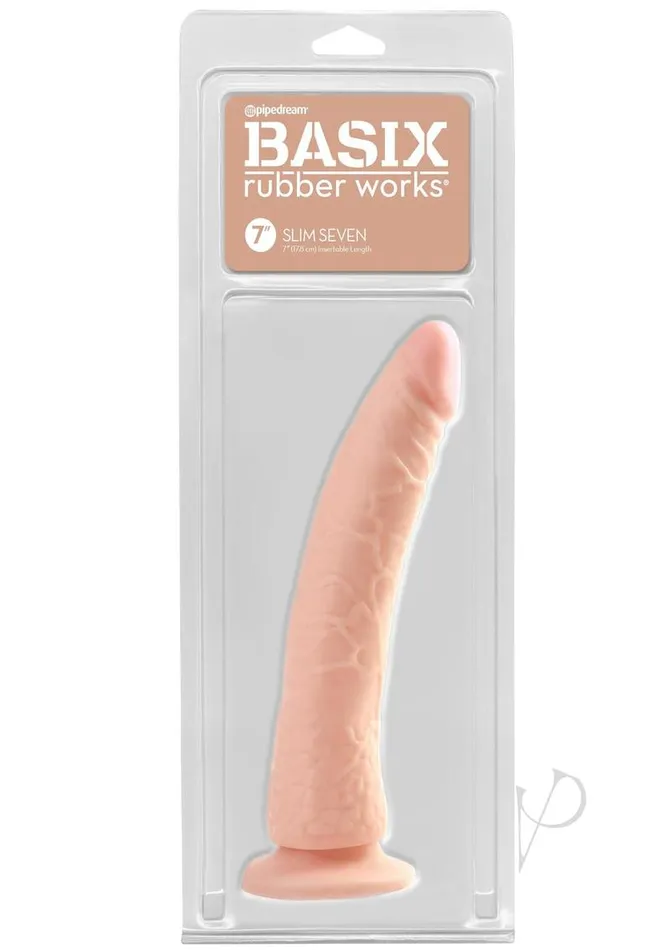 Basix Rubber Works Dildos Basix Dong Slim 7 with Suction Cup 7in Vanilla