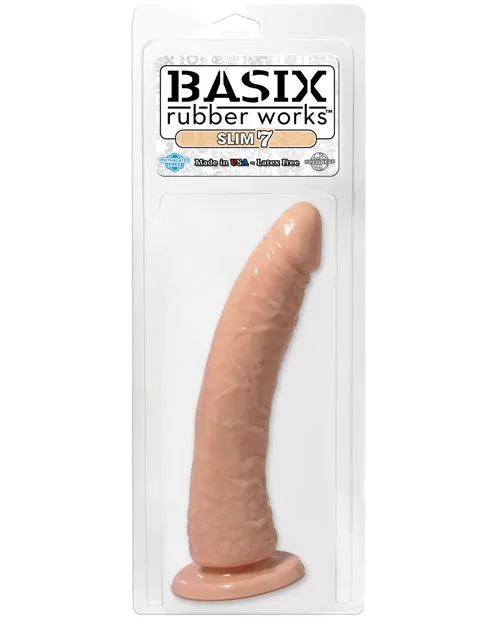 Basix Rubber Works Dildos Basix Dong Slim 7 with Suction Cup 7in Vanilla