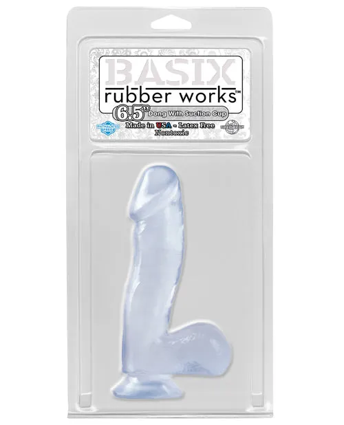 Basix Rubber Works Dildos Basix Rubber Works 65in Dong with Suction Cup Waterproof Clear