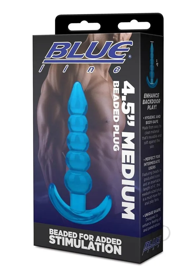 Blue Line Cand B Gear Anal Blue Line Medium Beaded Anal Plug 45in Blue