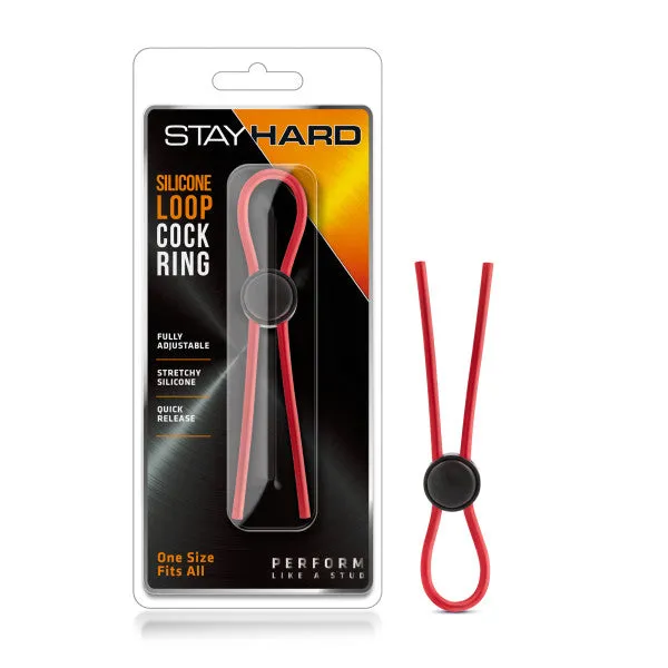 Blush Novelties Male Sex Toys Stay Hard Adjustable Loop Lasso Cock Ring Red Blush Novelties Male Sex Toys Stay Hard Adjustable Loop Lasso Cock Ring Red
