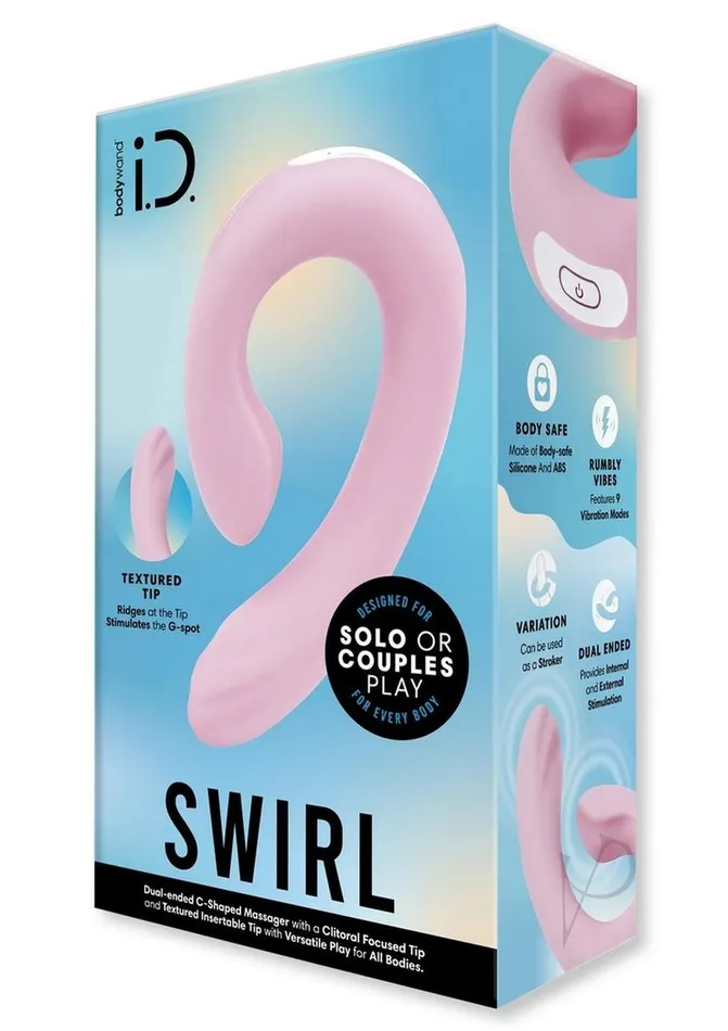Bodywand Female Sex Toys Bodywand ID Swirl Rechargeable Silicone Vibrator with Clitoral Stimulator Pink Bodywand Female Sex Toys Bodywand ID Swirl Rechargeable Silicone Vibrator with Clitoral Stimulator Pink