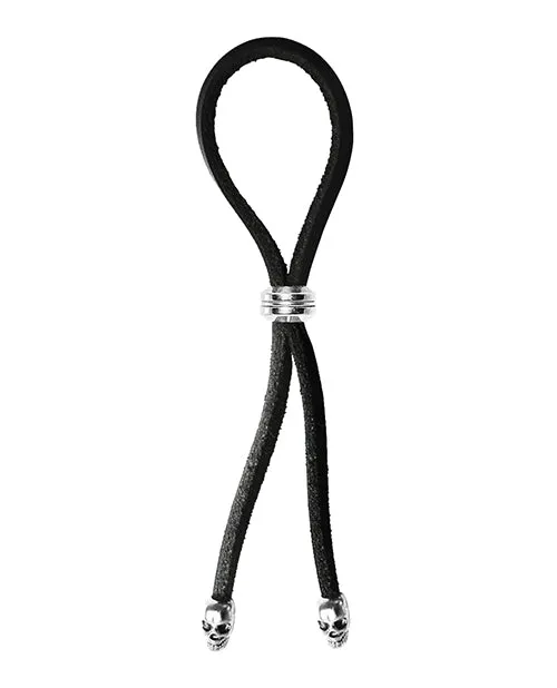 Bolo Cock Ring Leather Lasso Bead Slider wSkull Tips BlackSilver Bolo Male Sex Toys Bolo Cock Ring Leather Lasso Bead Slider wSkull Tips BlackSilver Bolo Male Sex Toys