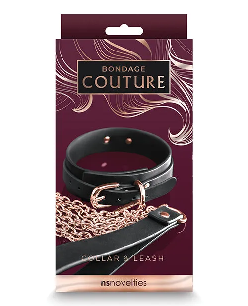 Bondage Couture PU Leather Collar and Leash Black Bondage Couture Restraints Bondage Couture PU Leather Collar and Leash Black Bondage Couture Restraints