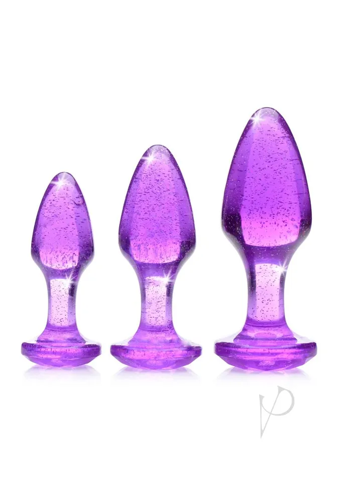 Booty Sparks Anal Booty Sparks Glitter Gem Anal Plug Set 3pc SML Purple