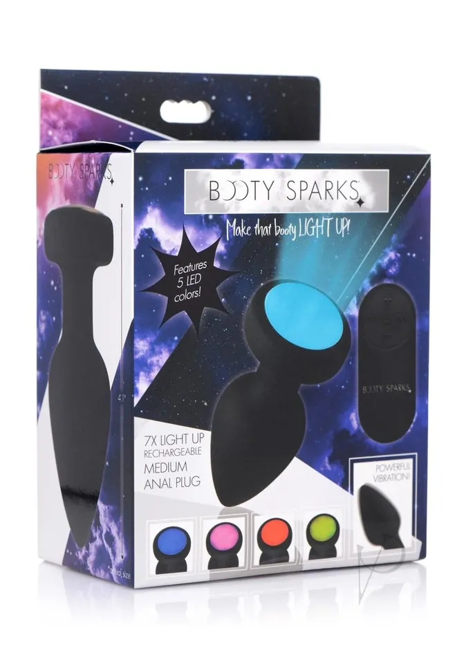 Booty Sparks Anal Booty Sparks Silicone Vibrating LED Plug Medium Black