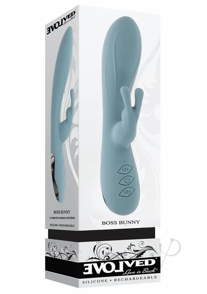 Boss Bunny Rechargeable Silicone Rabbit Vibrator Blue Evolved Female Sex Toys Boss Bunny Rechargeable Silicone Rabbit Vibrator Blue Evolved Female Sex Toys