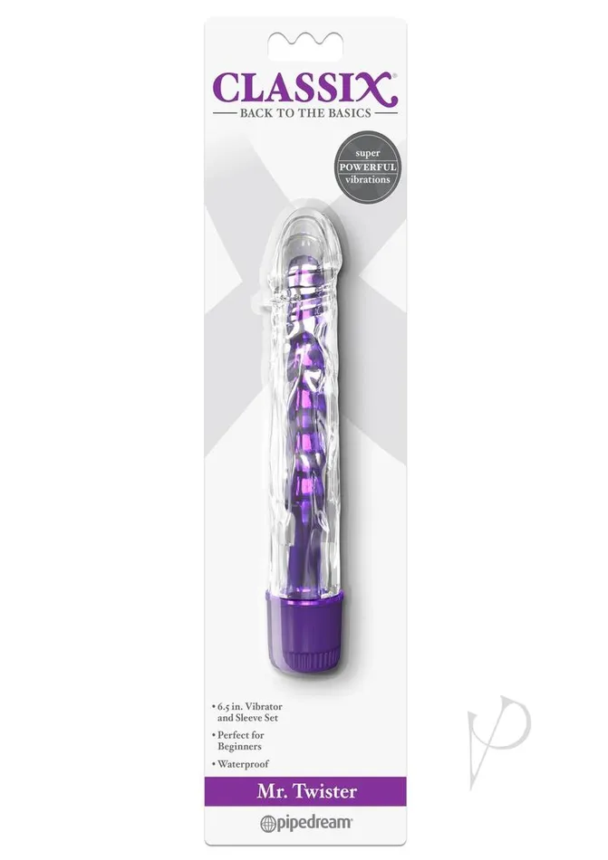 Classix Female Sex Toys Classix Mr Twister Vibrator with Sleeve Set Purple Classix Female Sex Toys Classix Mr Twister Vibrator with Sleeve Set Purple
