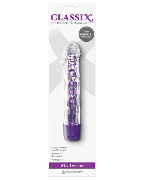 Classix Female Sex Toys Classix Mr Twister Vibrator with Sleeve Set Purple