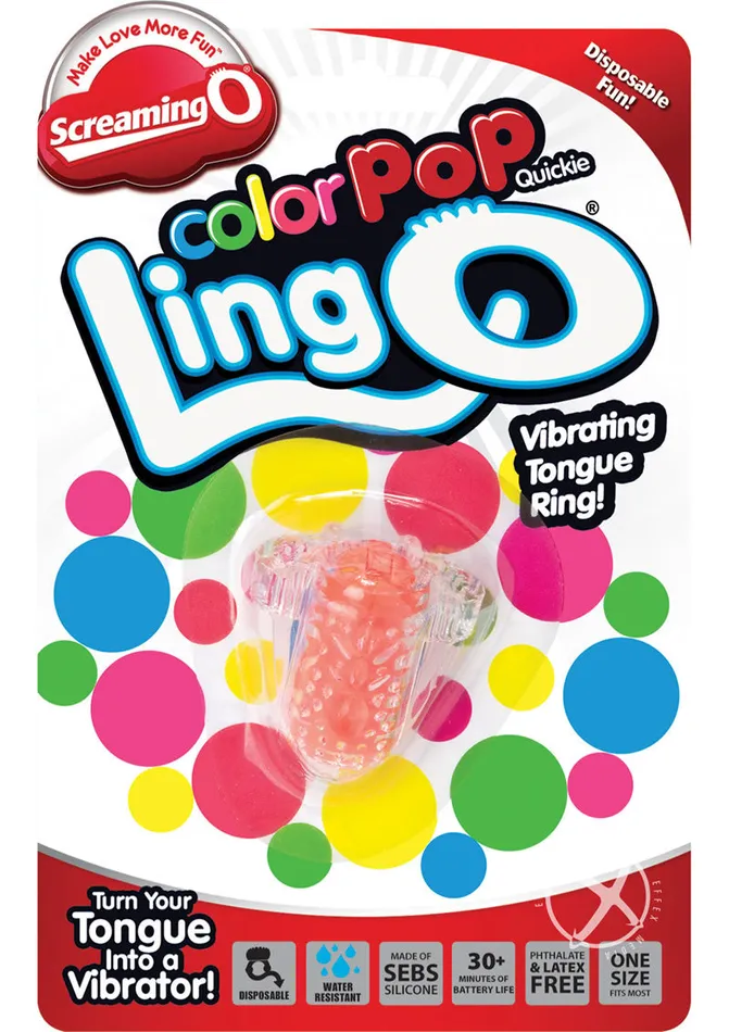 Color Pop Quickie Lingo Silicone Vibrating Tongue Ring Waterproof Orange Color Pop Female Sex Toys Color Pop Quickie Lingo Silicone Vibrating Tongue Ring Waterproof Orange Color Pop Female Sex Toys