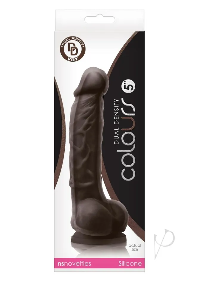 Colours Female Sex Toys Colours Dual Density Silicone Dildo 5in Chocolate
