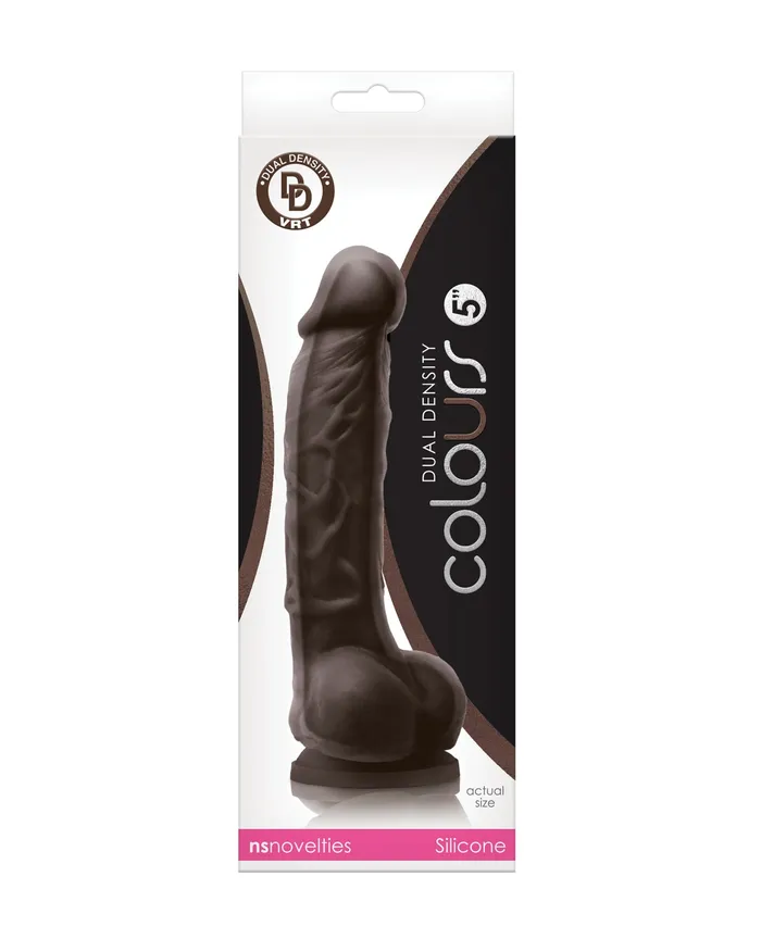 Colours Female Sex Toys Colours Dual Density Silicone Dildo 5in Chocolate