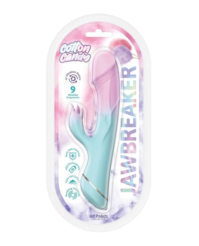 Cotton Candy Jawbreaker Rechargeable Silicone Rabbit Vibrator With Clitoral Stimulator FuschiaAqua Hott Products Female Sex Toys Cotton Candy Jawbreaker Rechargeable Silicone Rabbit Vibrator With Clitoral Stimulator FuschiaAqua Hott Products Female Sex Toys