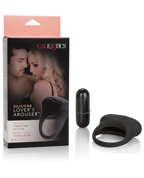 Couples Enhancers Couples Silicone Lovers Arouser Silicone Vibrating Cock Ring Black