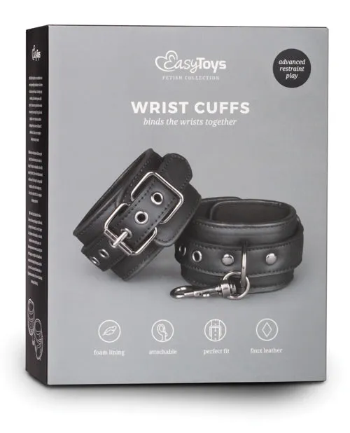 Couples Easy Toys Faux Leather Handcuffs Black Easy Toys
