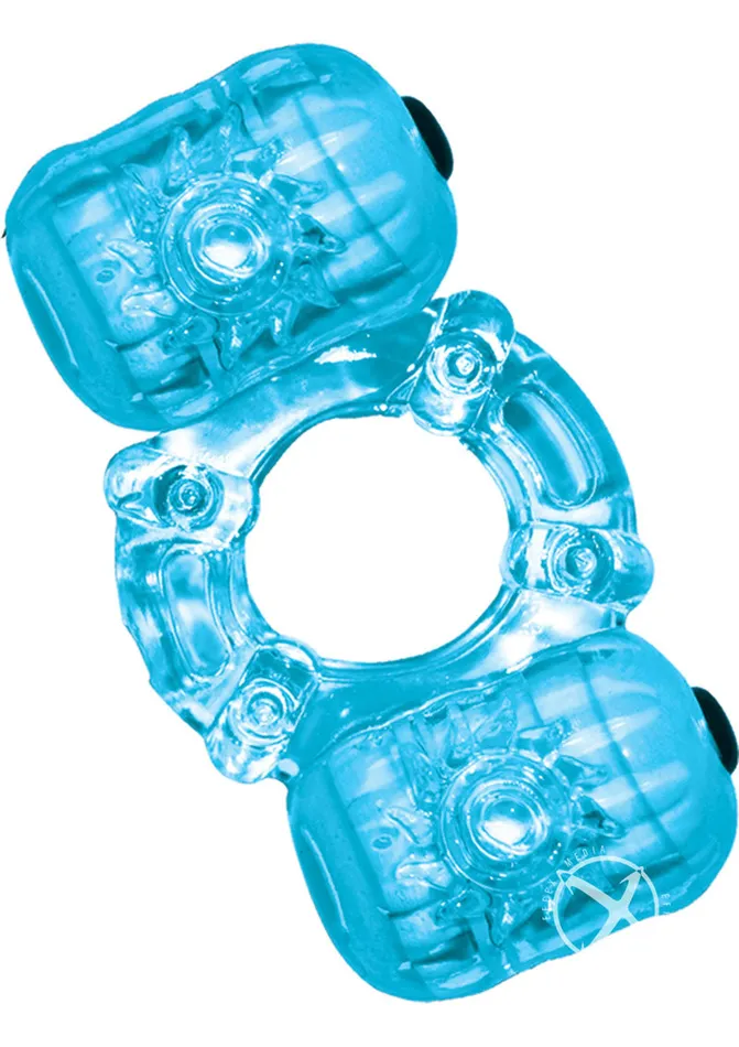 Couples Hero Hero Double Pleaser Teaser Vibrating Cock Ring Blue Couples Hero Hero Double Pleaser Teaser Vibrating Cock Ring Blue