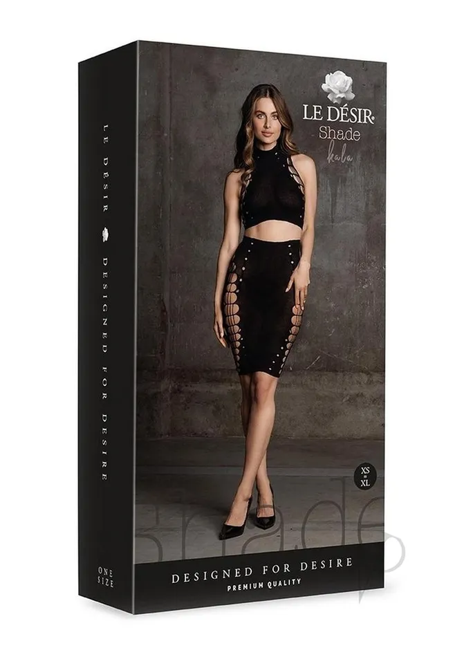 Couples Le Desir Shade Kala XXXVII Two Piece with Turtleneck Crop Top and Skirt OS Black Le Desir Couples Le Desir Shade Kala XXXVII Two Piece with Turtleneck Crop Top and Skirt OS Black Le Desir