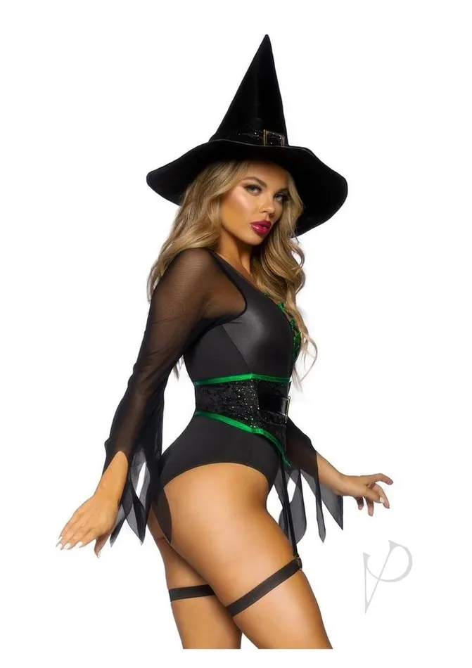 Couples Leg Avenue Broomstick Babe Bodysuit with Lace Up DeepV and Waist Cincher Buckle Accent Attached Garters and Witch Hat 2 Piece Large Black Leg Avenue Couples Leg Avenue Broomstick Babe Bodysuit with Lace Up DeepV and Waist Cincher Buckle Accent Attached Garters and Witch Hat 2 Piece Large Black Leg Avenue