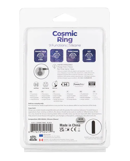 Couples Powerbullet PowerBullet Cosmic Ring Rechargeable Silicone Vibrating Cock Ring Black