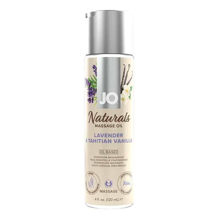 Couples SimpleeDiscreet Jo Naturals Massage Oil Lavender Vanilla 4 Oz
