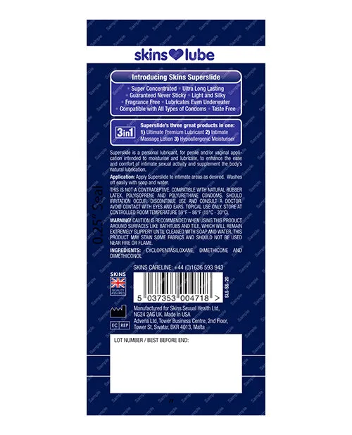 Creative Conceptions Skins Super Slide Silicone Based Lubricant 5 ml Foil Female Sex Toys Creative Conceptions Skins Super Slide Silicone Based Lubricant 5 ml Foil Female Sex Toys