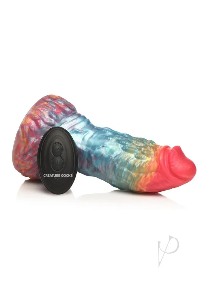 Creature Cocks Female Sex Toys Creature Cocks Phoenix Vibrating Rechargeable Silicone Dildo with Remote Control Rainbow