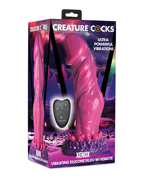 Creature Cocks Female Sex Toys Creature Cocks Xenox Vibrating Rechargeable Silicone Dildo with Remote Control PinkPurple