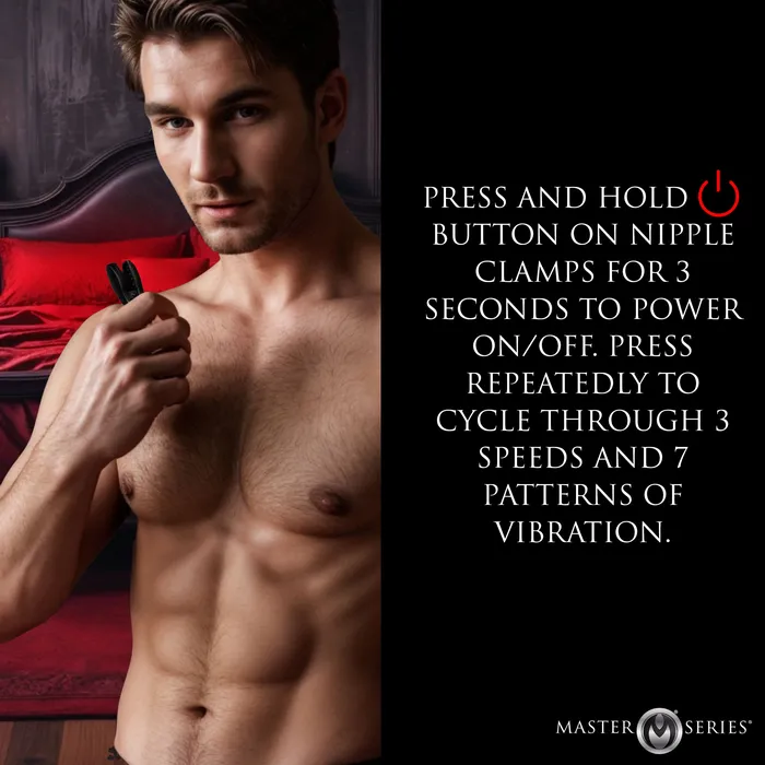 Dark Grip Wireless Vibrating Nipple Clamps with Rechargeable Case Master Series Female Sex Toys