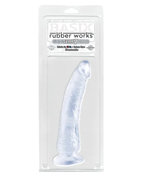 Dildos Basix Rubber Works Basix Dong Slim 7 with Suction Cup 7in Clear