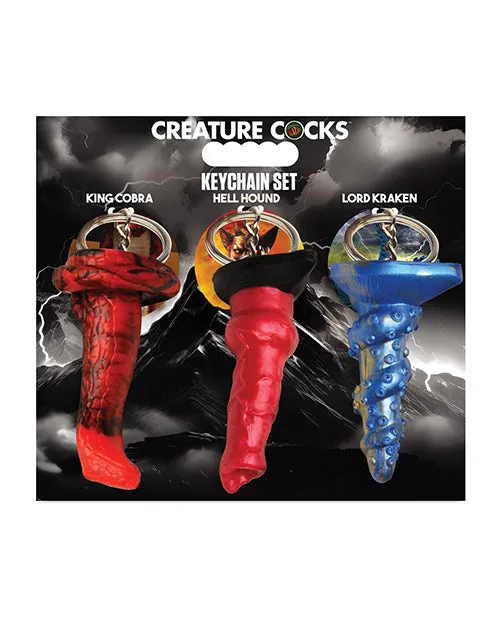 Dildos Creature Cocks Creature Cocks King Cobra HellHound and Lord Kraken Keychain Set 3 Piece Multicolor