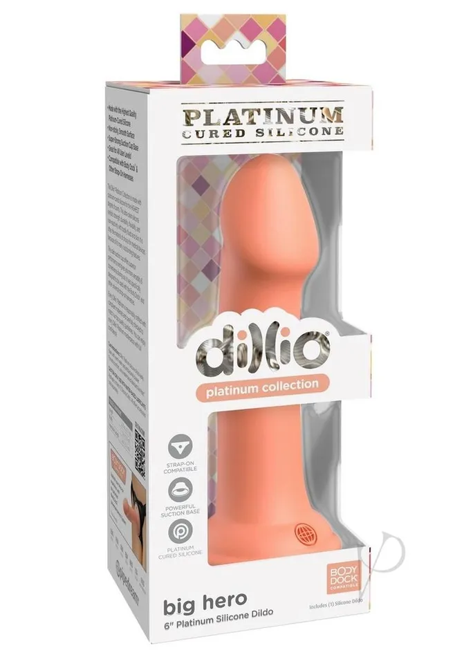 Dildos Dillio Platinum Big Hero Silicone Dildo 6in Orange Dillio