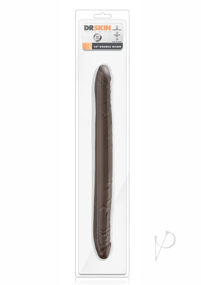 Dildos Dr Skin Dr Skin Silver Collection Double Dildo 16in Chocolate