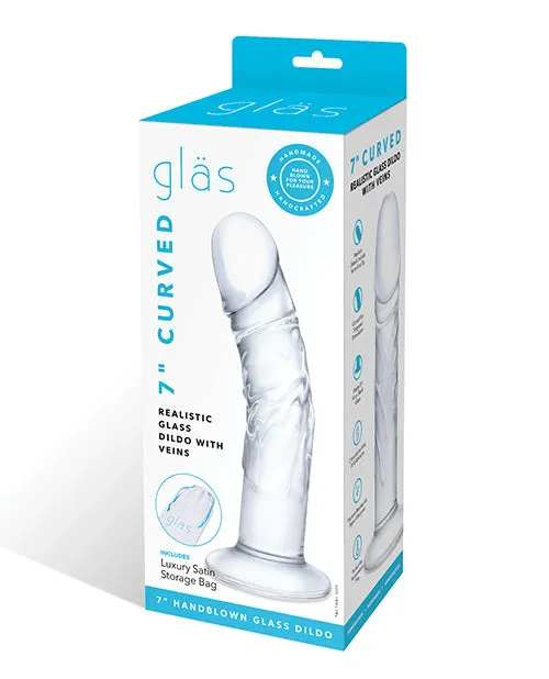 Dildos Glas Glas Curved Realistic Glass Dildo with Veins 7in Clear Dildos Glas Glas Curved Realistic Glass Dildo with Veins 7in Clear