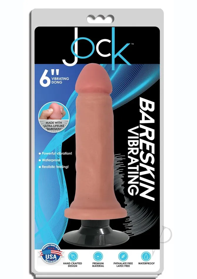 Dildos Jock Jock Bareskin Realistic Vibrating Dong 6in Vanilla
