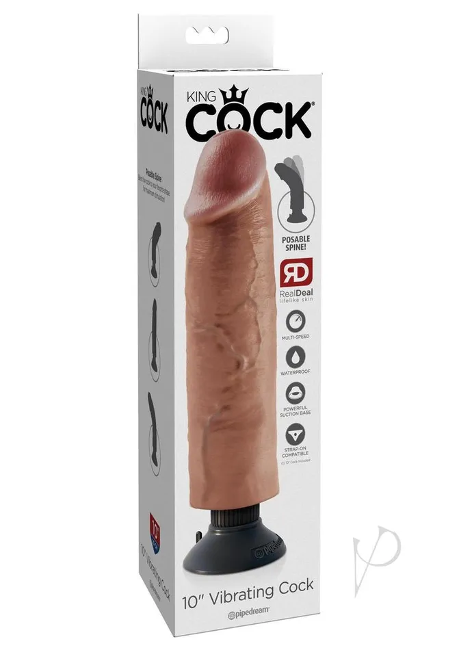 Dildos King Cock King Cock Vibrating Dildo 10in Caramel