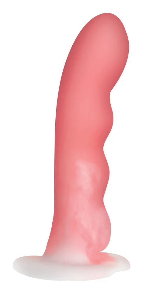 Dildos Simply Sweet Wavy Silicone Dildo Pinkwhite SimpleeDiscreet