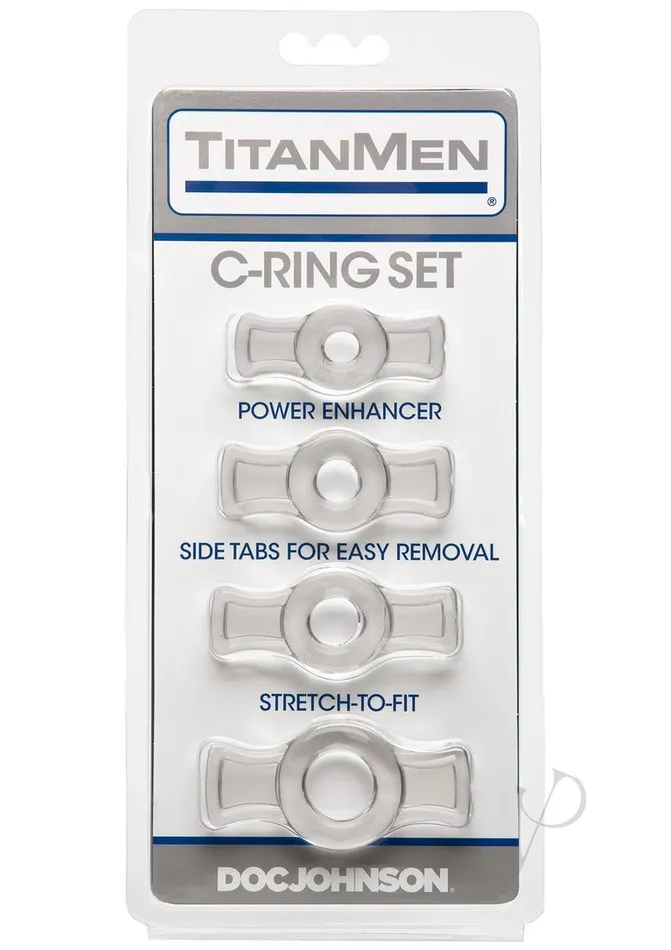 Dildos Titan Men TitanMen StretchToFit Cock Rings 4 Piece Kit Clear