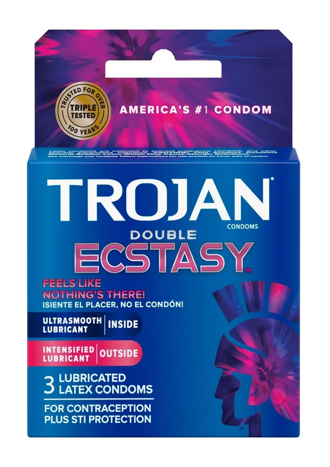 Dildos Trojan Trojan Double Ecstasy Condoms 3 Pack