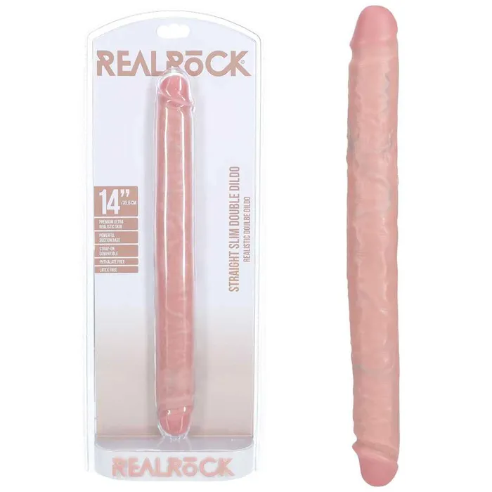 Dildos Wild Night Fantasies REALROCK 14 Inch Slim Double Dildo Flesh