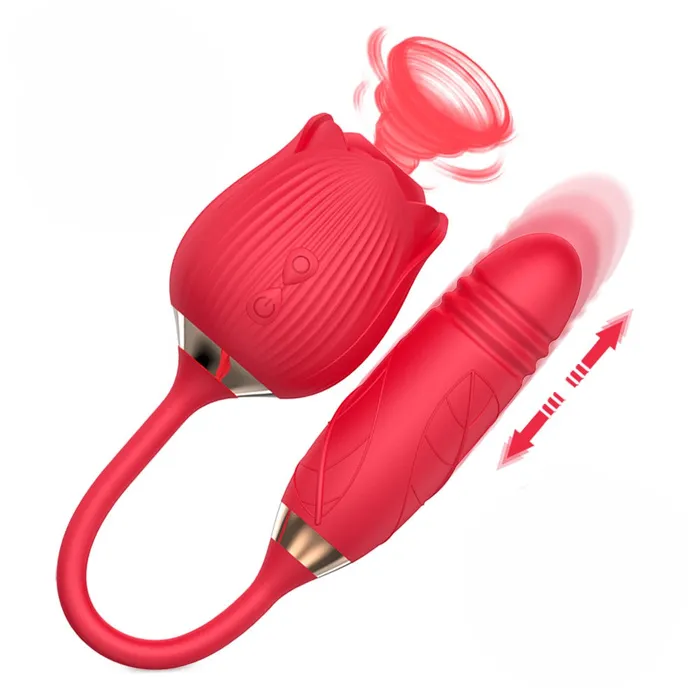 Double Ended Sucking Rose Vibrator Wild Night Fantasies Female Sex Toys